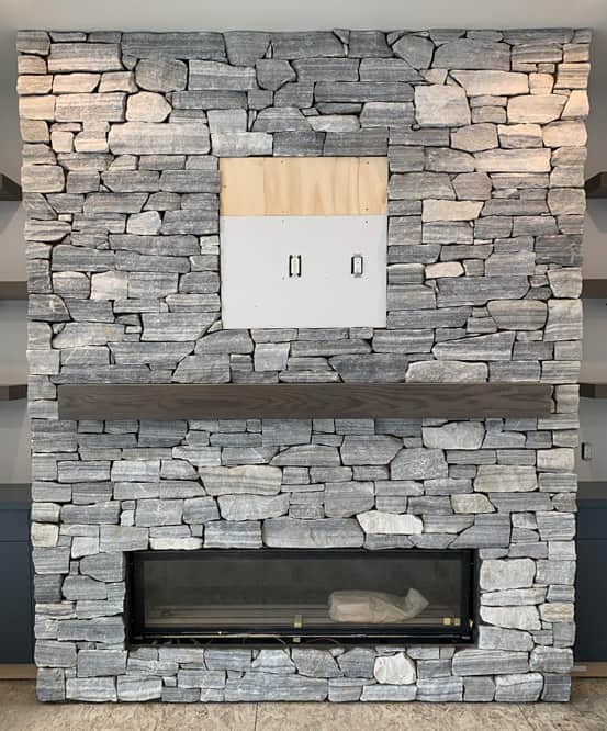 Stone fireplace masonry, Calgary