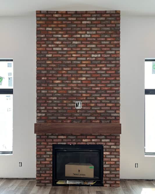 Brick heritage masonry fireplace, Calgary