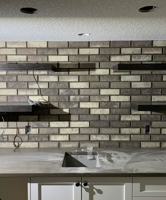 Interior stone veneer masonry, Calgary