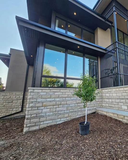 Stone garden walls and entryway masonry in Calgary
